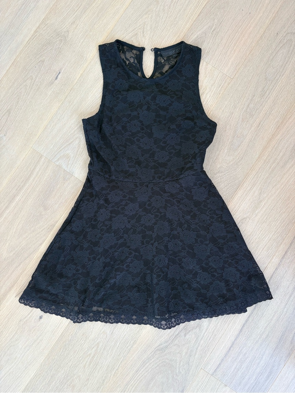 Topshop PETITE Black Lace Skater Dress